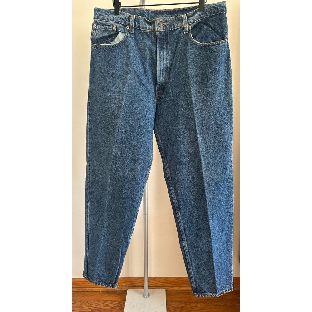 Vintage Levis 550 Jeans 38x34 Medium Baggy Wash Straight 90's Red Denim Made USA